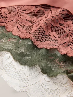 Next Brazilian No VPL Lace Back Briefs 5 Pack Sage Green Best