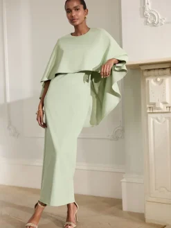 Next Sage Green Cape Maxi Dress Sale