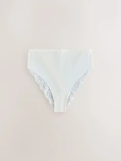 Next Sage Green High Waist High Leg No VPL Lace Back Briefs 5 Pack Best