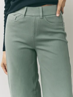 Next Jersey Denim Wide Leg Trousers Sage Green Sale