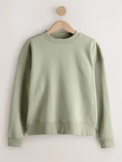 Next Sage Green Supersoft Peached Essentials Crew Neck Seam Detail Sweatshirt Outlet