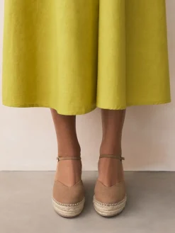 Next Standard/Wide Fit Closed Toe Platform Espadrille Wedges Sand Sale