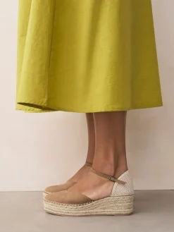 Next Standard/Wide Fit Closed Toe Platform Espadrille Wedges Sand Sale