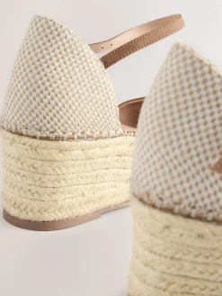 Next Standard/Wide Fit Closed Toe Platform Espadrille Wedges Sand Sale