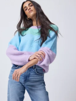 SCAMP & DUDE Blue Fluffy Pastel Colour Block Jumper Outlet