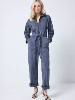SCAMP & DUDE Blue Tie Front Tencel Boiler Jumpsuit Clearance