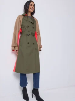 SCAMP & DUDE Green Colour Block Trench Coat Best