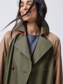 SCAMP & DUDE Green Colour Block Trench Coat Best