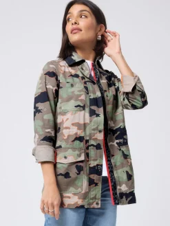 SCAMP & DUDE Green Shacket Cotton Camo Print Clearance