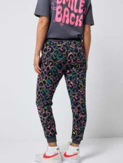 SCAMP & DUDE Grey Cosy Joggers with Rainbow Shadow Leopard & Lightning Bolt
