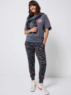 SCAMP & DUDE Grey Cosy Joggers with Rainbow Shadow Leopard & Lightning Bolt