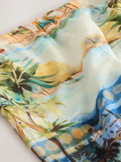 Next Scenic Print Elasticated Waist Shorts with Linen Hot