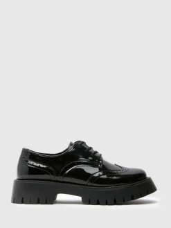 Schuh Black Laina Chunky Patent Brogues Hot