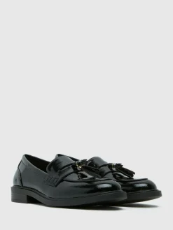 Schuh Black Layne Patent Tassel Loafers Discount