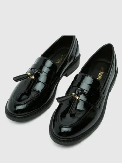 Schuh Black Layne Patent Tassel Loafers Discount