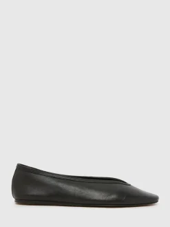 Schuh Black Lessie Suede Ballet Shoes Clearance