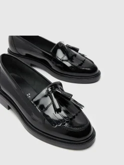 Schuh Black Wide Fit Lizzie Leather Compass Shoes Hot