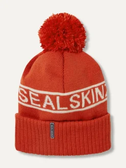Sealskinz Heacham Waterproof Cold Weather Icon Bobble Hat Orange New