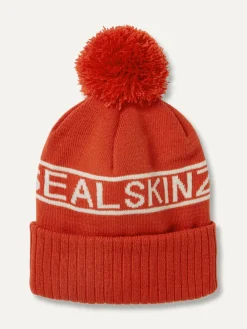 Sealskinz Heacham Waterproof Cold Weather Icon Bobble Hat Orange New