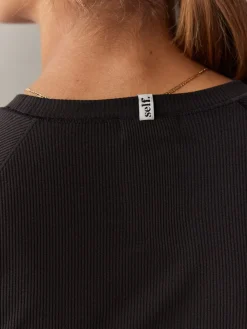 self. Black Fitted Rib T-Shirt Hot