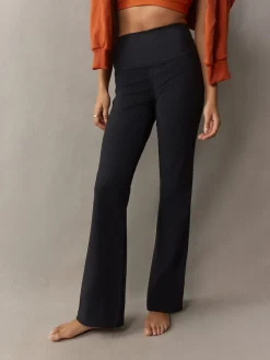 self. Rib Wide Leggings Black