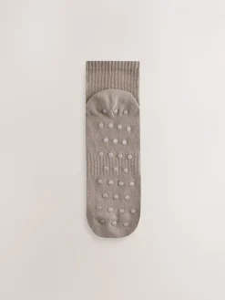 self. Cropped Ankle Embroidered Logo Gripper Socks 3 Pack Black/Pink/Mocha Brown Discount