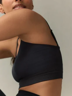 self. Seamless Rib Long Line Bralette 2 Pack Black/White New