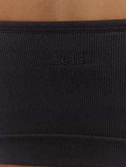 self. Seamless Rib Long Line Bralette 2 Pack Black/White New