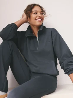 self. Half Zip Modal Sweatshirt Blue Online