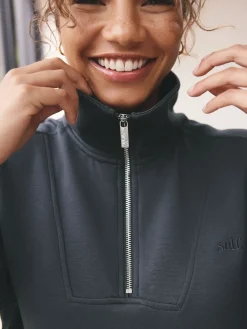 self. Half Zip Modal Sweatshirt Blue Online