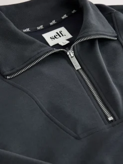 self. Half Zip Modal Sweatshirt Blue Online