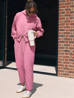 self. Bright Pink Cuffed Joggers