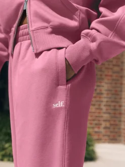 self. Bright Pink Cuffed Joggers
