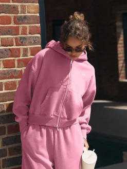 self. Hooded Zip Through Jacket Bright Pink Hot