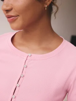self. Ribbed Button Through Pyjamas Bright Pink Online