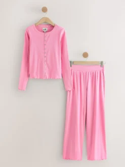 self. Ribbed Button Through Pyjamas Bright Pink Online
