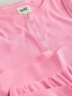 self. Ribbed Button Through Pyjamas Bright Pink Online