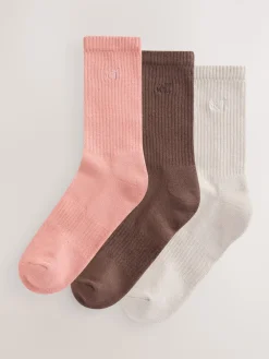 self. Choc/Neutral/Pink 3 Pack Cushion Sole Lounge Ankle Socks 3 Pack Hot