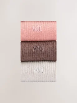 self. Choc/Neutral/Pink 3 Pack Cushion Sole Lounge Ankle Socks 3 Pack Hot