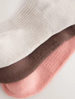 self. Choc/Neutral/Pink 3 Pack Cushion Sole Lounge Ankle Socks 3 Pack Hot