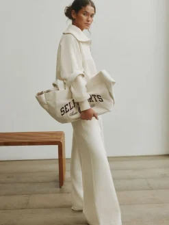 self. Cream Wide Leg Joggers Sale