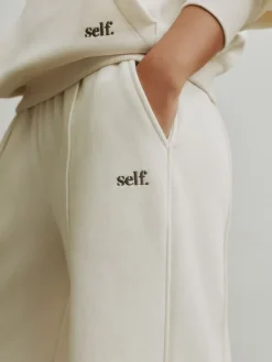 self. Cream Wide Leg Joggers Sale