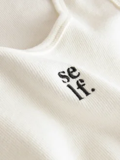 self. Cotton Rib Scoop Neck Vest Ecru Online