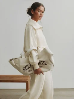 self. Ecru Half Zip Collar Sweatshirt Outlet