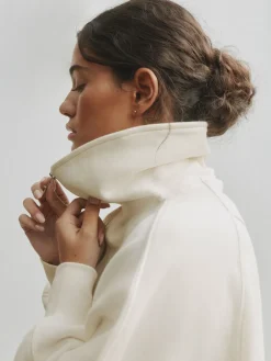 self. Ecru Half Zip Collar Sweatshirt Outlet