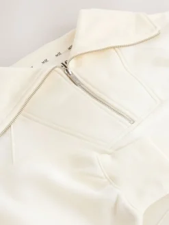 self. Ecru Half Zip Collar Sweatshirt Outlet