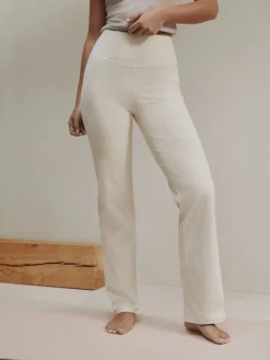 self. Rib Wide Leggings Ecru Clearance