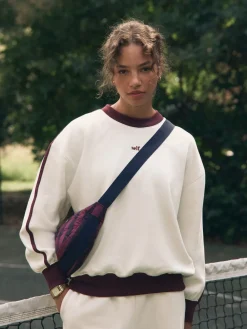 self. Ecru/BerryColourblock Sweatshirt