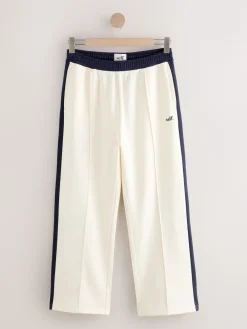 self. Ecru/Navy Wide Leg Joggers Clearance