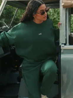 self. Green Cuffed Joggers Outlet